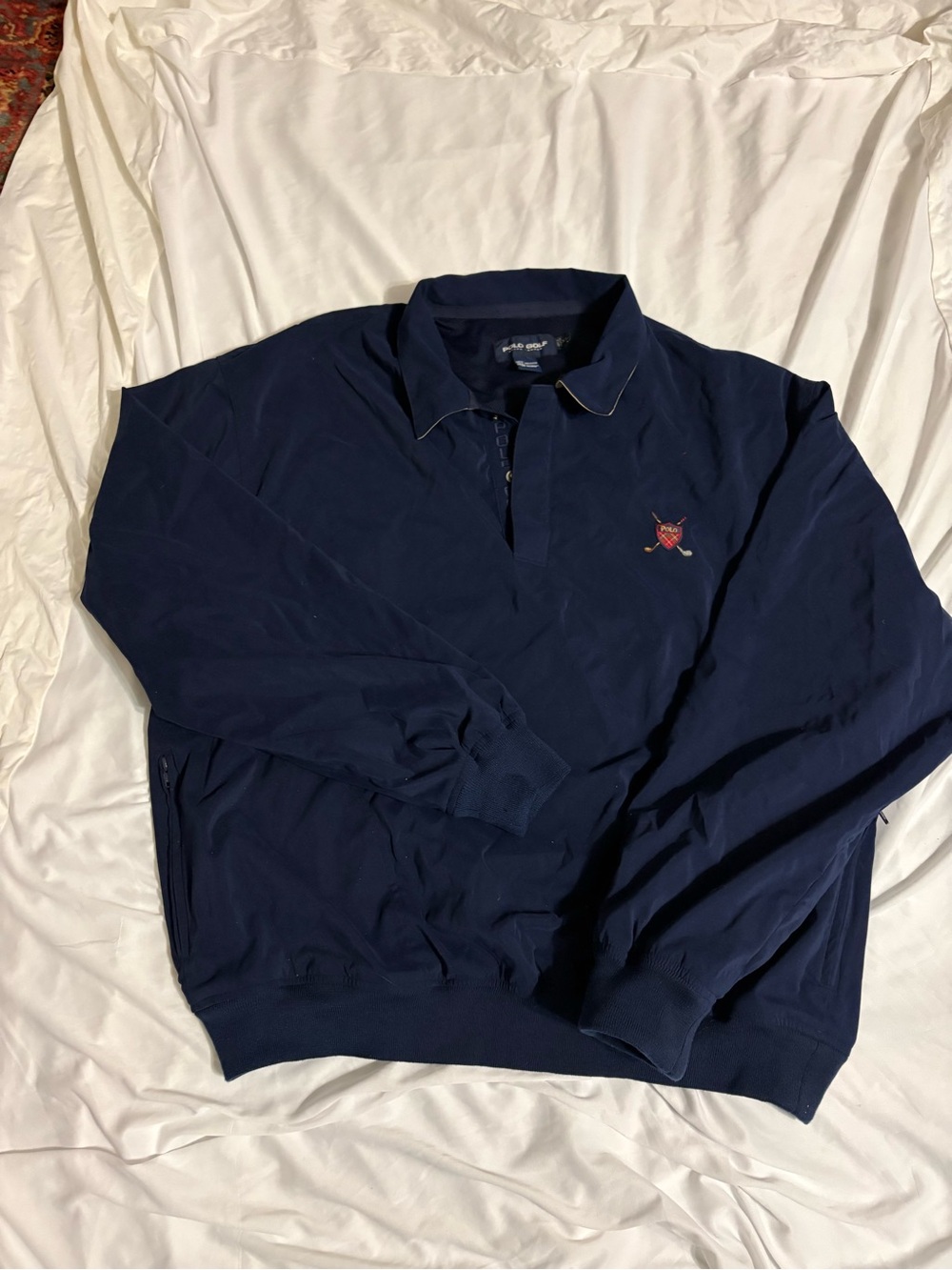Sz XL Polo by Ralph Lauren Navy Long-Sleeve Polo with Crest Accent